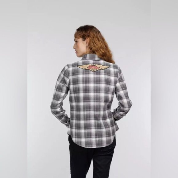 NWT HARLEY-DAVIDSON 120th Anniversary Retro Flannel Plaid Long Sleeve Shirt Sz S - Picture 2 of 16